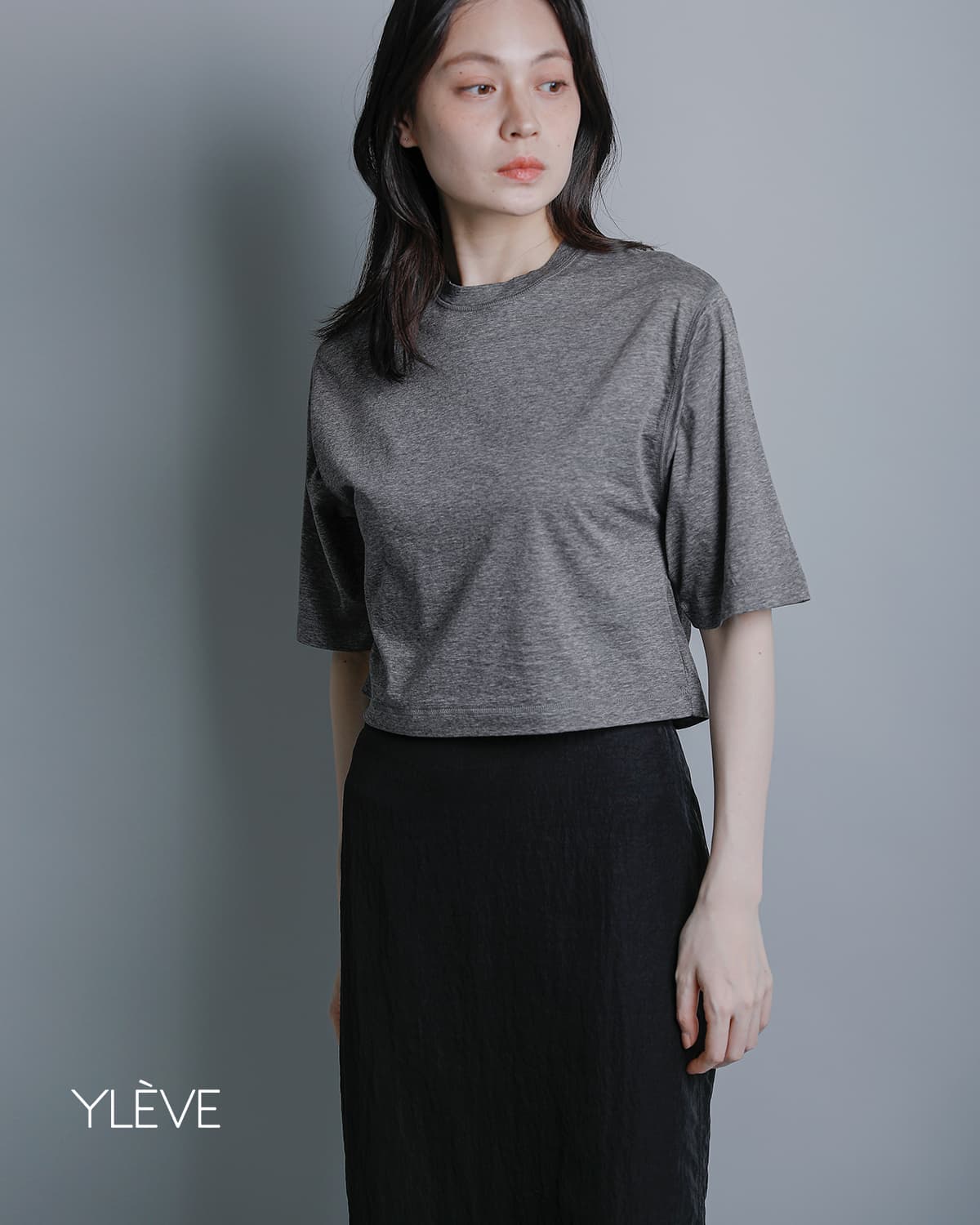 YLEVEコットンシアー天竺 半袖カットソー COTTON SHEER JERSEY SHORT SLEEVE P/O 168-6166556