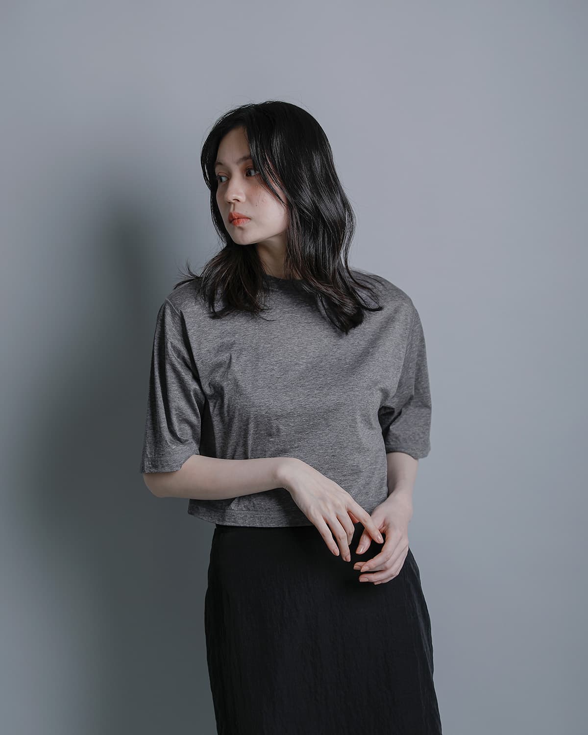 YLEVEコットンシアー天竺 半袖カットソー COTTON SHEER JERSEY SHORT SLEEVE P/O 168-6166556