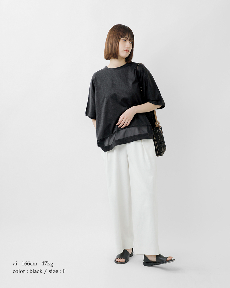 mizuiro ind(ミズイロインド)コットンメッシュミックスワイドプルオーバー2-210096