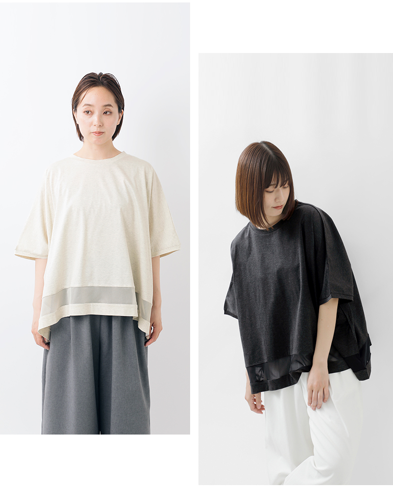 mizuiro ind(ミズイロインド)コットンメッシュミックスワイドプルオーバー2-210096