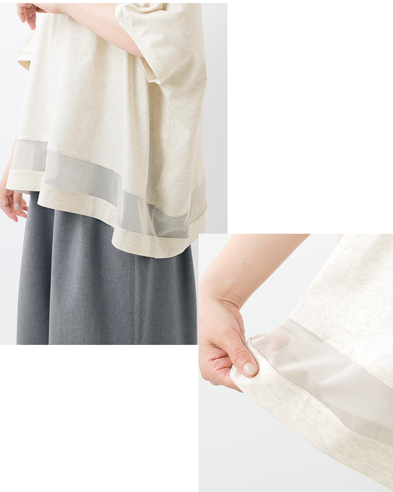 mizuiro ind(ミズイロインド)コットンメッシュミックスワイドプルオーバー2-210096