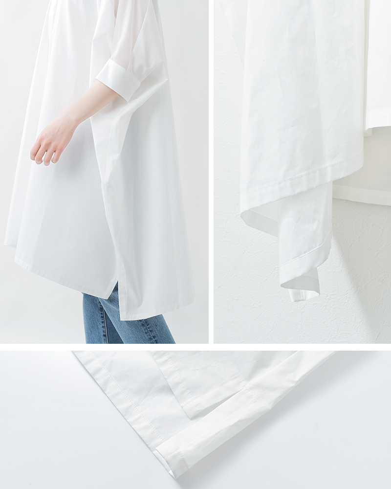 mizuiro-ind(ミズイロインド)コットン布帛スタンドカラーシアーワイドワンピース2-250084