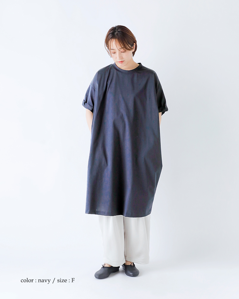 mizuiro-ind(ミズイロインド)コットンロールアップスリーブワンピース2-250089