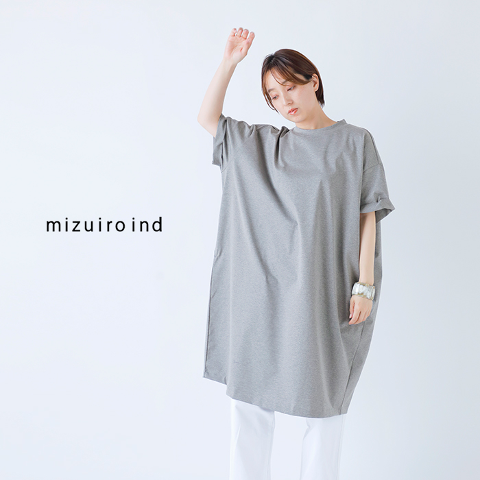 mizuiro-ind(ミズイロインド)コットンロールアップスリーブワンピース2-250089