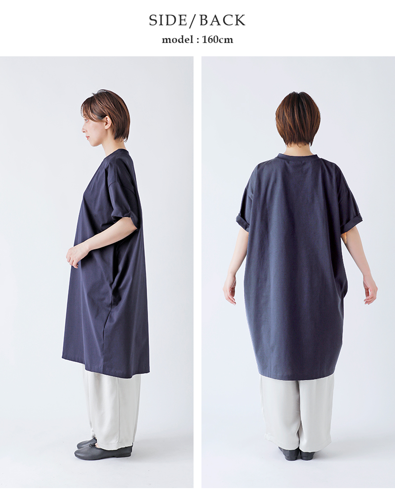 mizuiro-ind(ミズイロインド)コットンロールアップスリーブワンピース2-250089