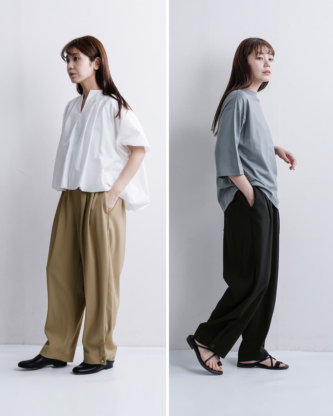 mizuiro indタック ヘム コクーン パンツ 2-260103