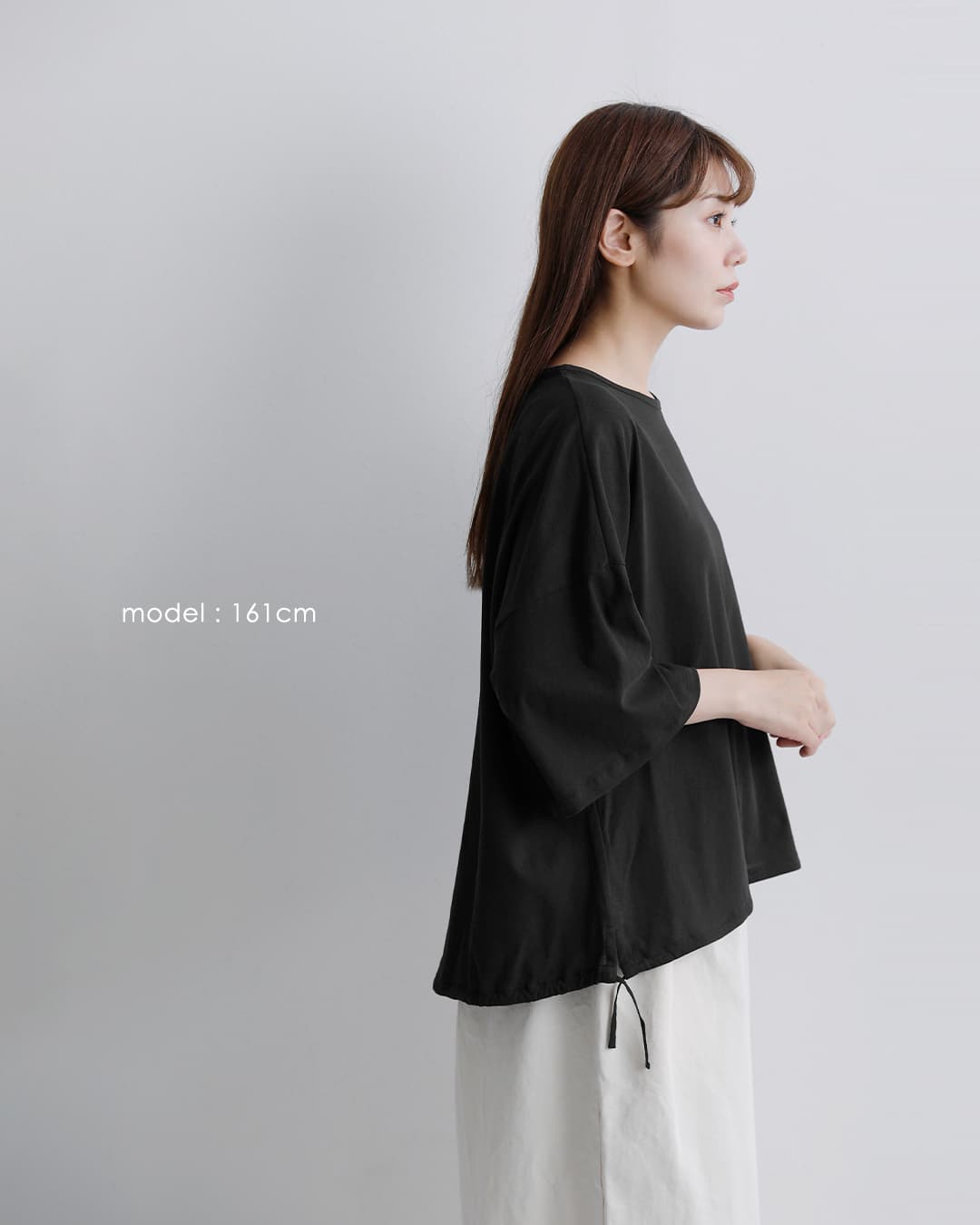 MidiUmi(ミディウミ)コットン ハーフスリーブ ドローストリング プルオーバー 2-710240