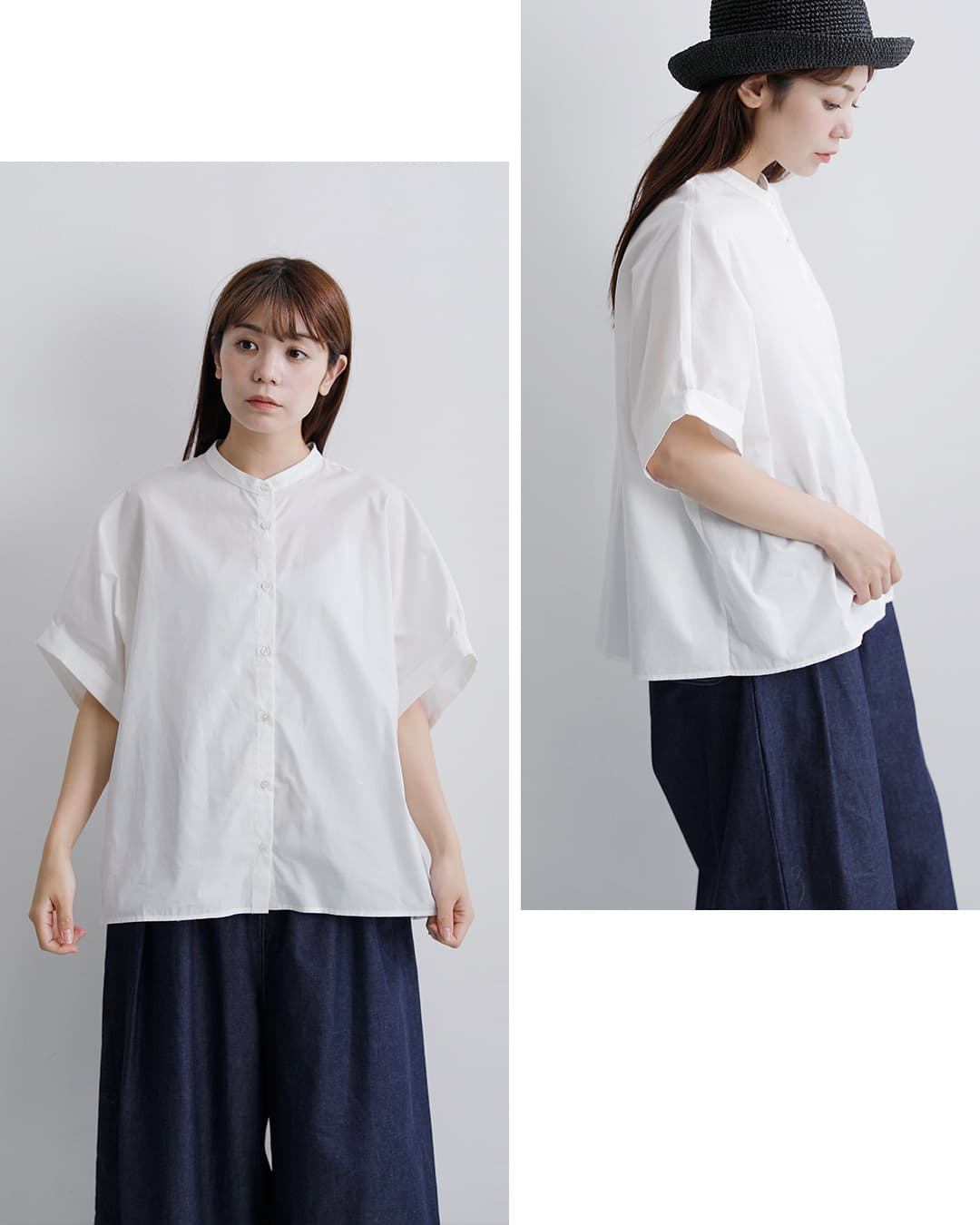 MidiUmi(ミディウミ)コットン シャンブレー ワイド シャツ 2-730231