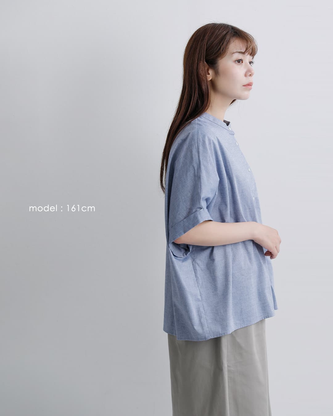 MidiUmi(ミディウミ)コットン シャンブレー ワイド シャツ 2-730231