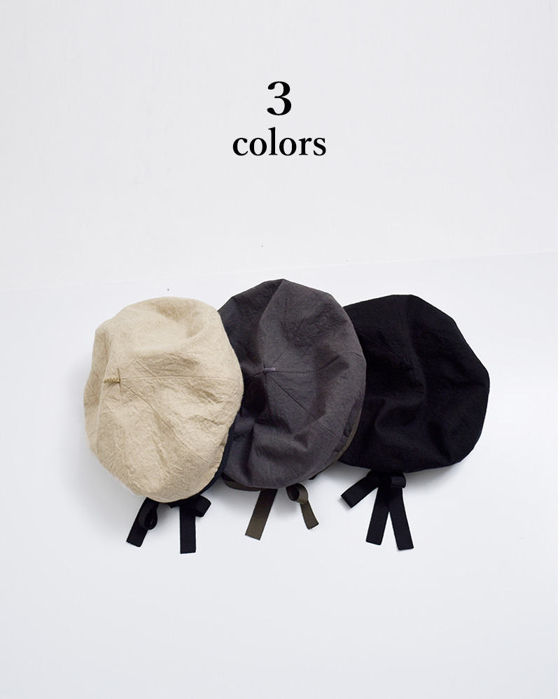 Chapeaugraphy シャポーグラフィー 綿麻クロス リボン ベレー帽 20051