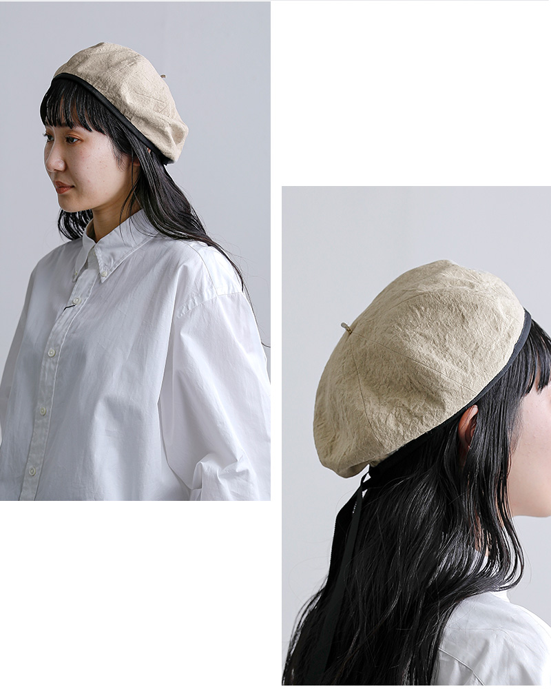 Chapeaugraphy(シャポーグラフィー)綿麻クロスリボンベレー帽20051