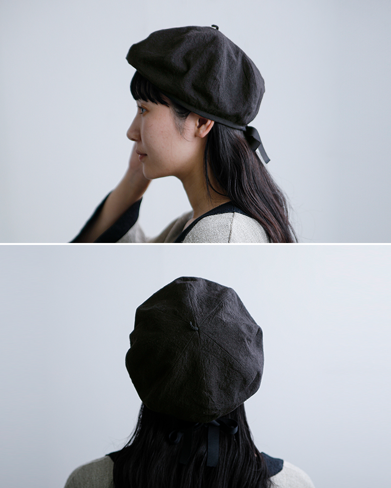 Chapeaugraphy(シャポーグラフィー)綿麻クロスリボンベレー帽20051