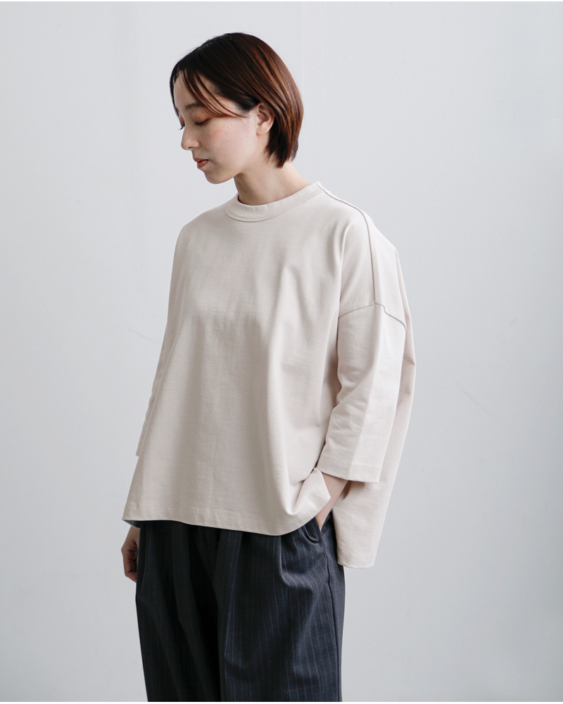 TRAVAIL MANUEL(トラバイユマニュアル)コットン度詰天竺7分袖クルーネックワイドプルオーバー2009