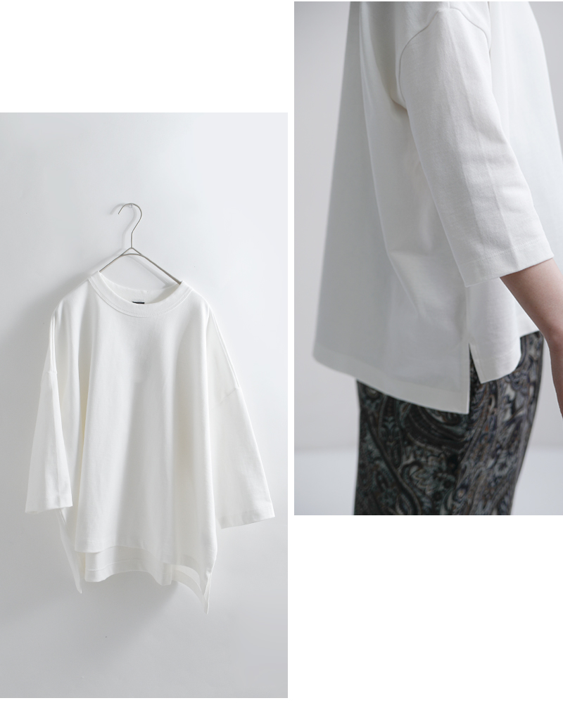 TRAVAIL MANUEL(トラバイユマニュアル)コットン度詰天竺7分袖クルーネックワイドプルオーバー2009