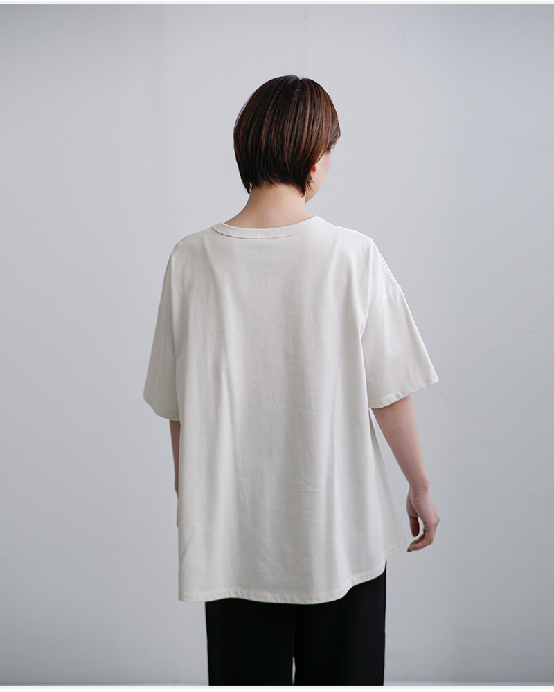 TRAVAIL MANUEL(トラバイユマニュアル)コットンミディ天竺バックフレアTシャツ2012-same1