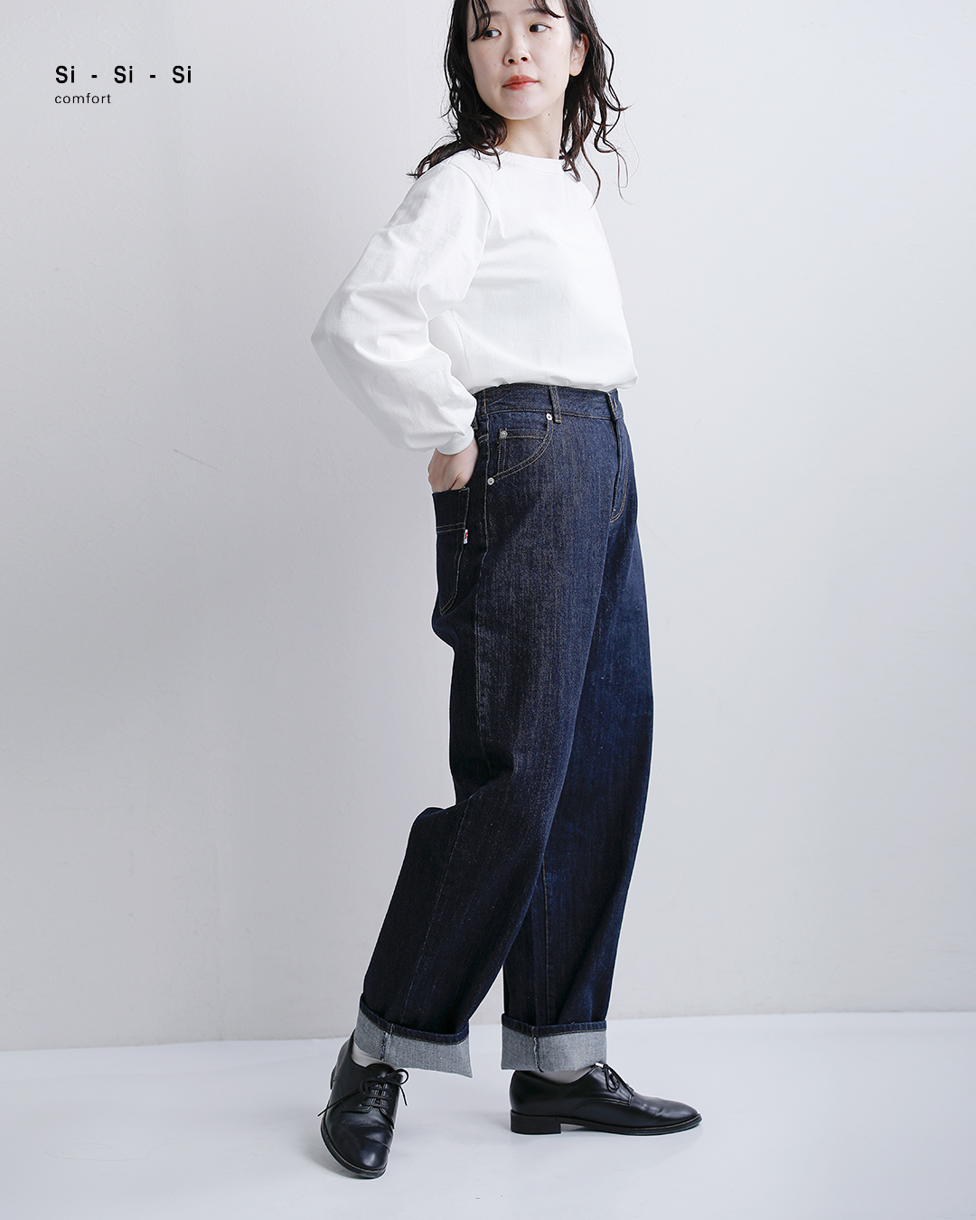 Si-Si-Siコットン ワイド ベーシック デニム パンツ WIDE BASIC PANTS 2024-ss090