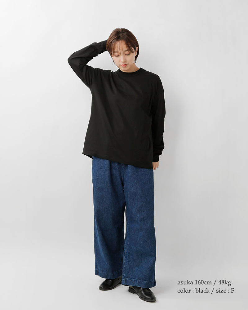 TRAVAIL MANUEL(トラバイユマニュアル)コットンミディ天竺バックラウンド長袖Tシャツ2041