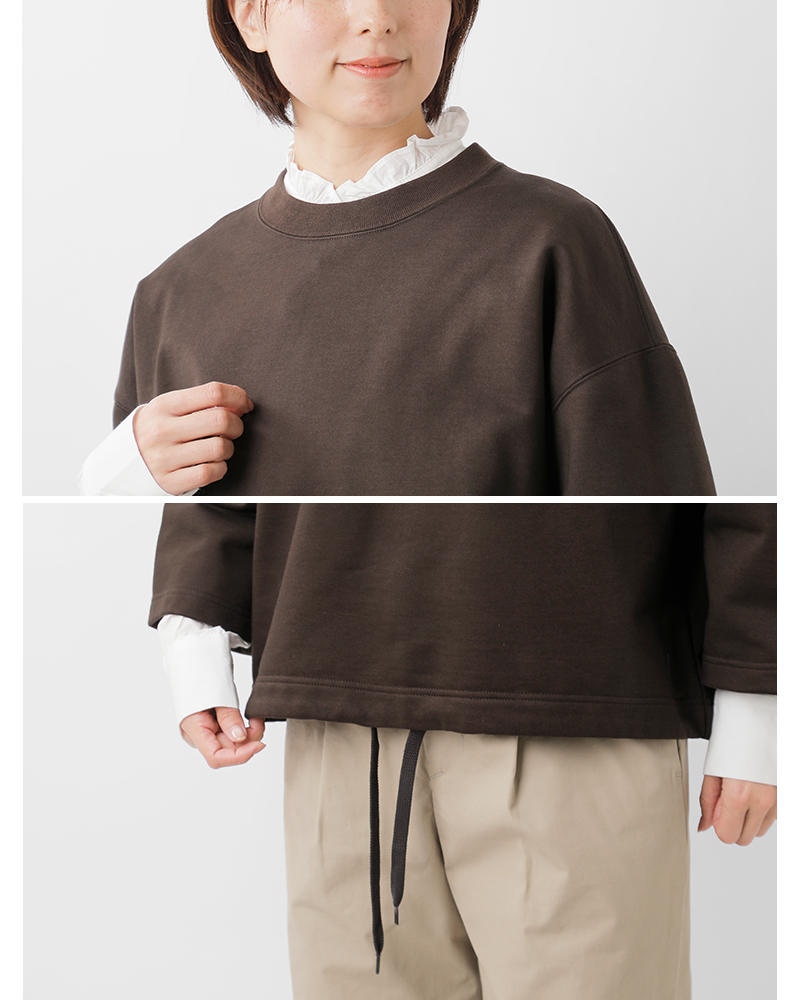 TRAVAIL MANUEL(トラバイユマニュアル)コットンシルケットテリーヘムコードプルオーバー2046