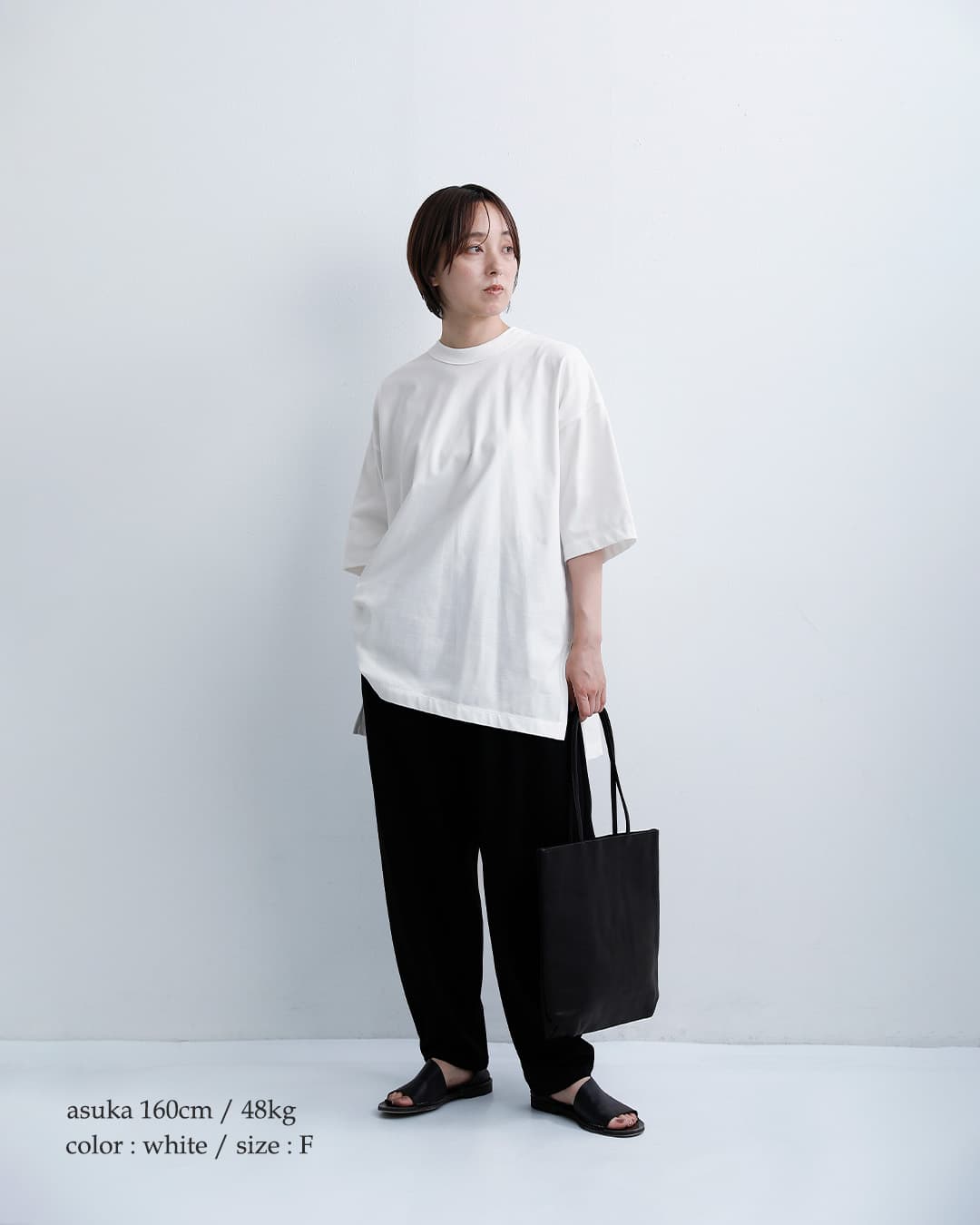 TRAVAIL MANUELコットン ミディ天竺 BIG スリット Tシャツ 2049