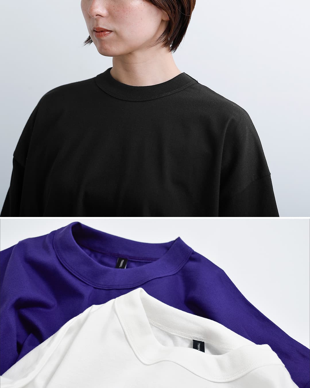 TRAVAIL MANUELコットン ミディ天竺 BIG スリット Tシャツ 2049