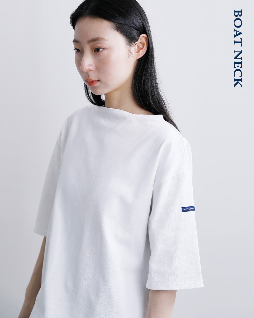 SAINT JAMES(セントジェームス)厚手 コットン ボートネック ウェッソンルーズ ドロップ Tシャツ 20jc-tee-loose