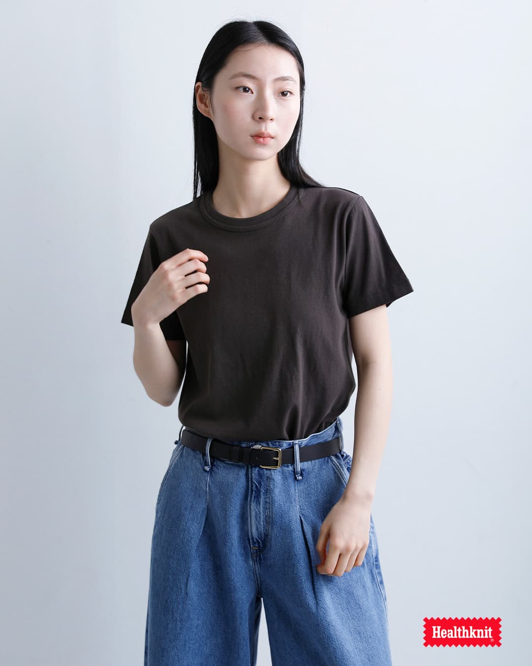 Healthknitコットン トンプキンスジャージー クルーネック 半袖 Tシャツ 214