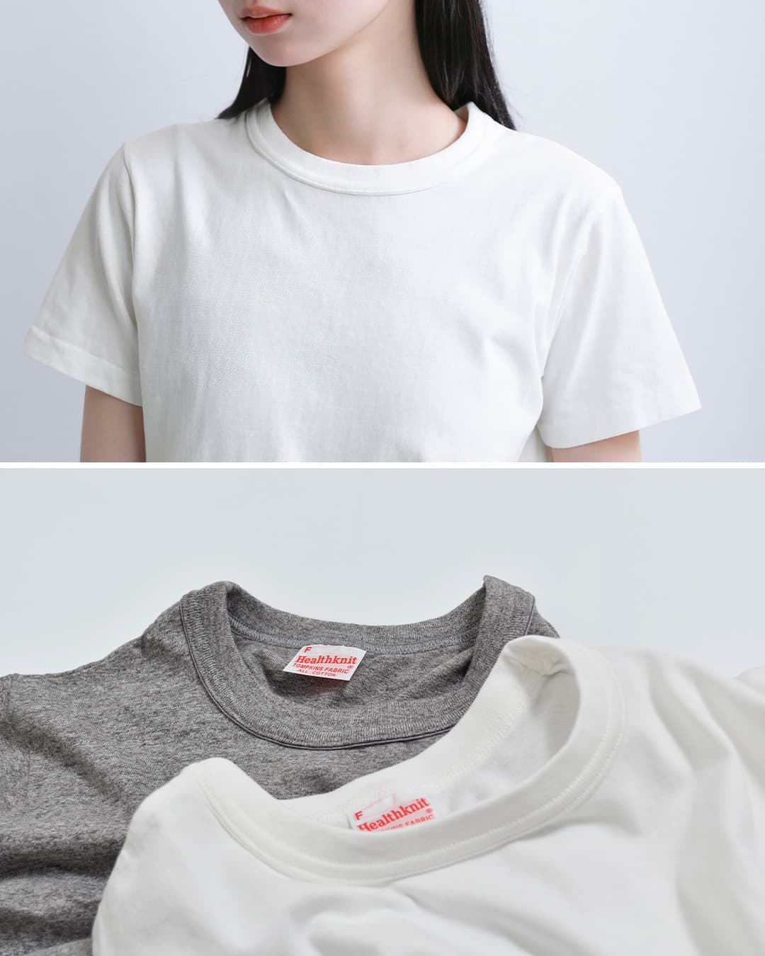 Healthknitコットン トンプキンスジャージー クルーネック 半袖 Tシャツ 214