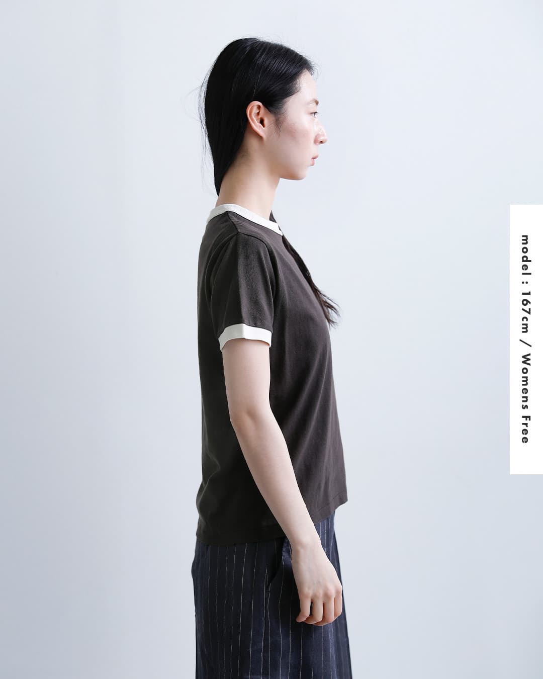 Healthknitコットン トンプキンスジャージー リンガー クルーネック 半袖 プルオーバー 219