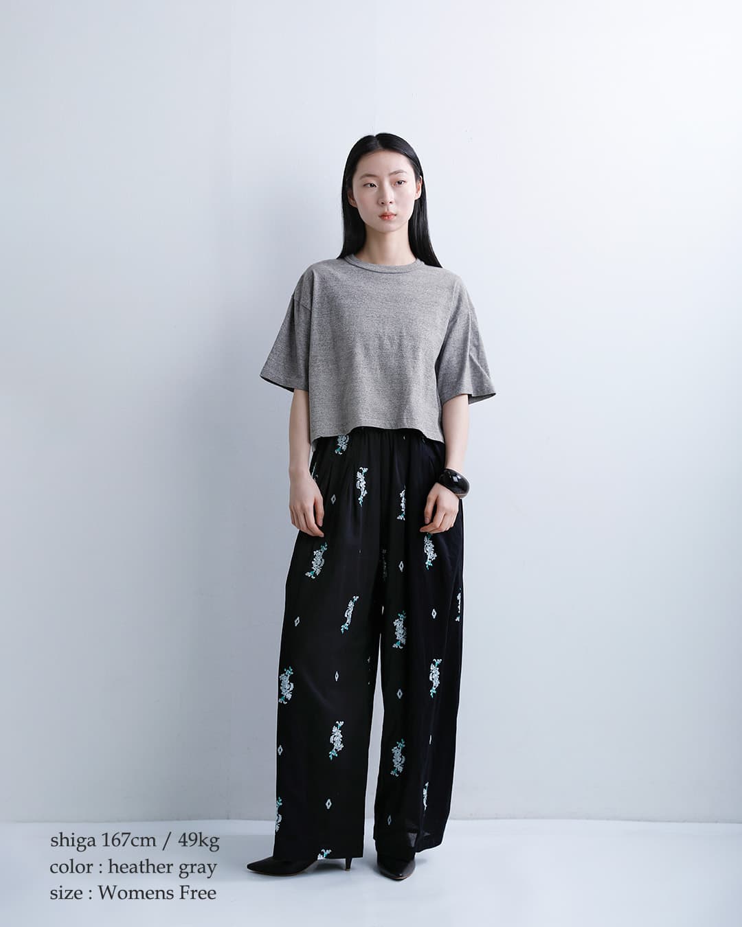 Healthknitコットン トンプキンスジャージー クロップド クルーネック 半袖 プルオーバー 220