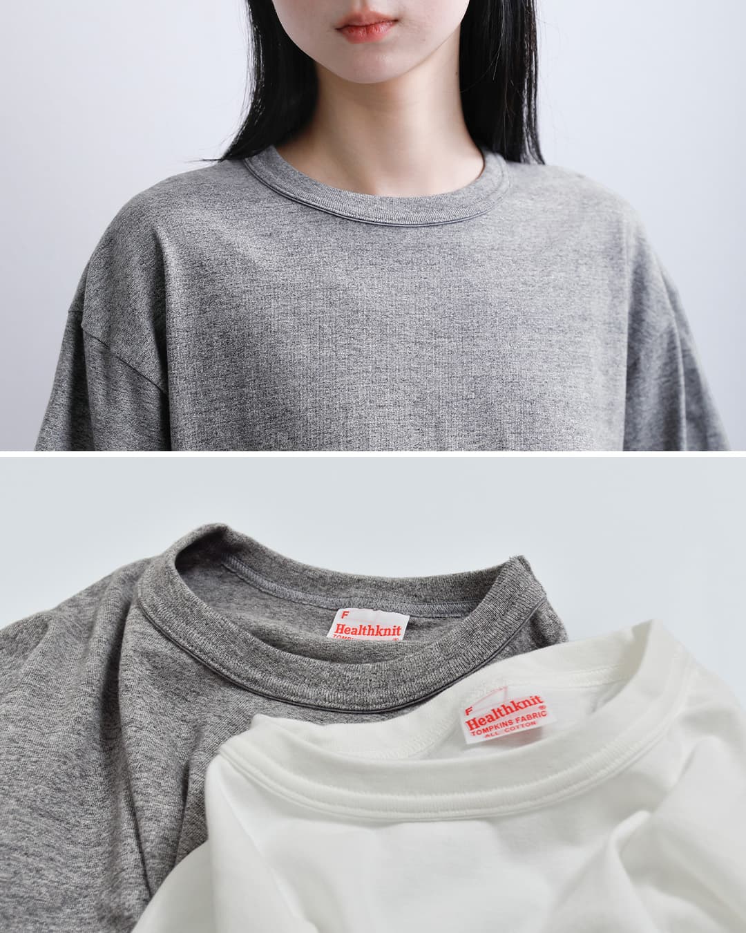 Healthknitコットン トンプキンスジャージー クロップド クルーネック 半袖 プルオーバー 220