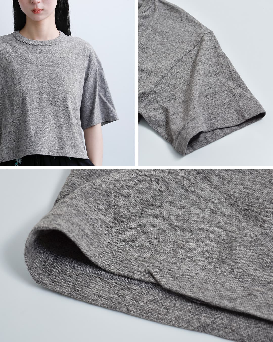 Healthknitコットン トンプキンスジャージー クロップド クルーネック 半袖 プルオーバー 220