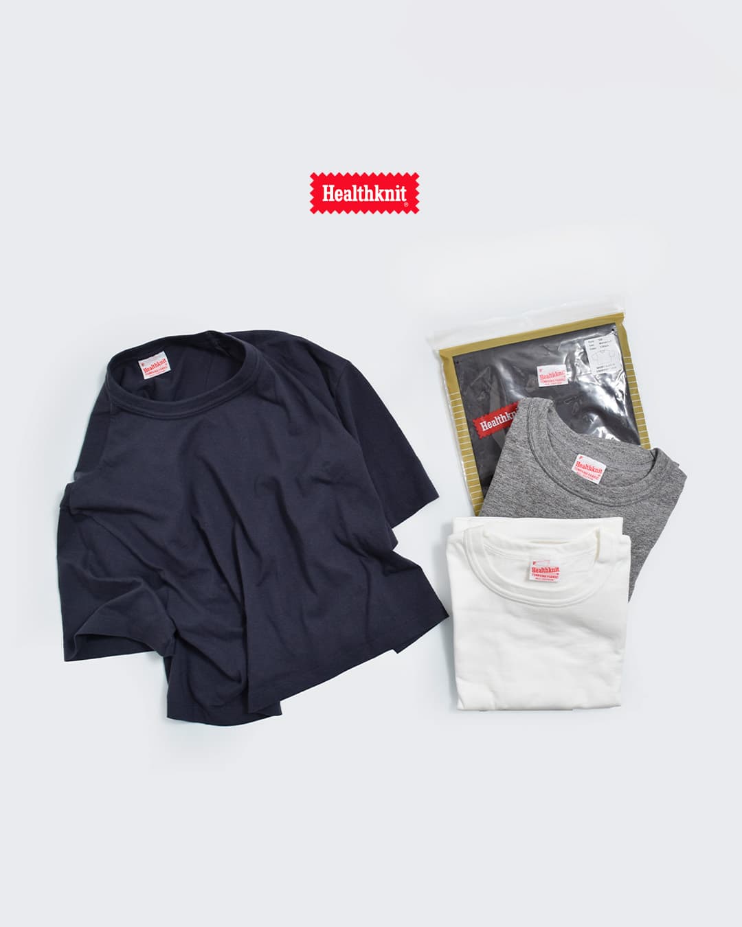 Healthknitコットン トンプキンスジャージー クロップド クルーネック 半袖 プルオーバー 220