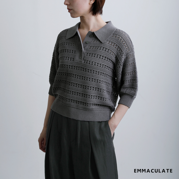 EMMACULATE(エマキュレイト)レースパフスリーブ襟付きニットプルオーバー2261k-52430