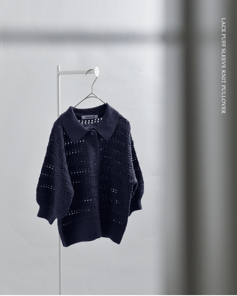 EMMACULATE(エマキュレイト)レースパフスリーブ襟付きニットプルオーバー2261k-52430