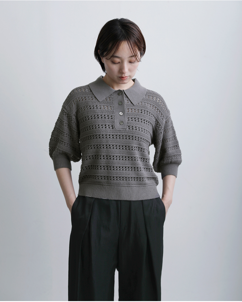 EMMACULATE(エマキュレイト)レースパフスリーブ襟付きニットプルオーバー2261k-52430