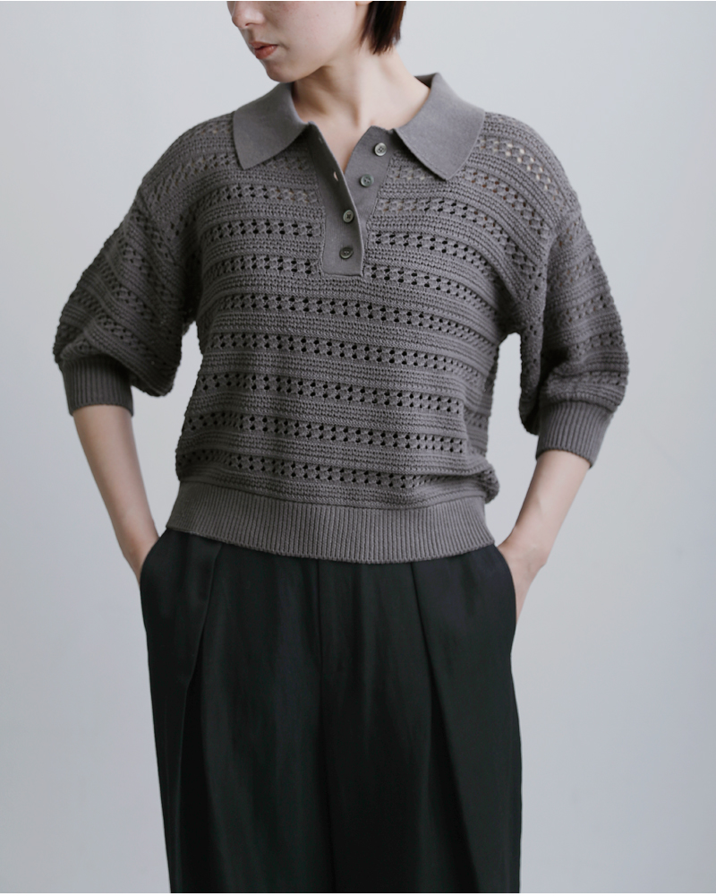 EMMACULATE(エマキュレイト)レースパフスリーブ襟付きニットプルオーバー2261k-52430