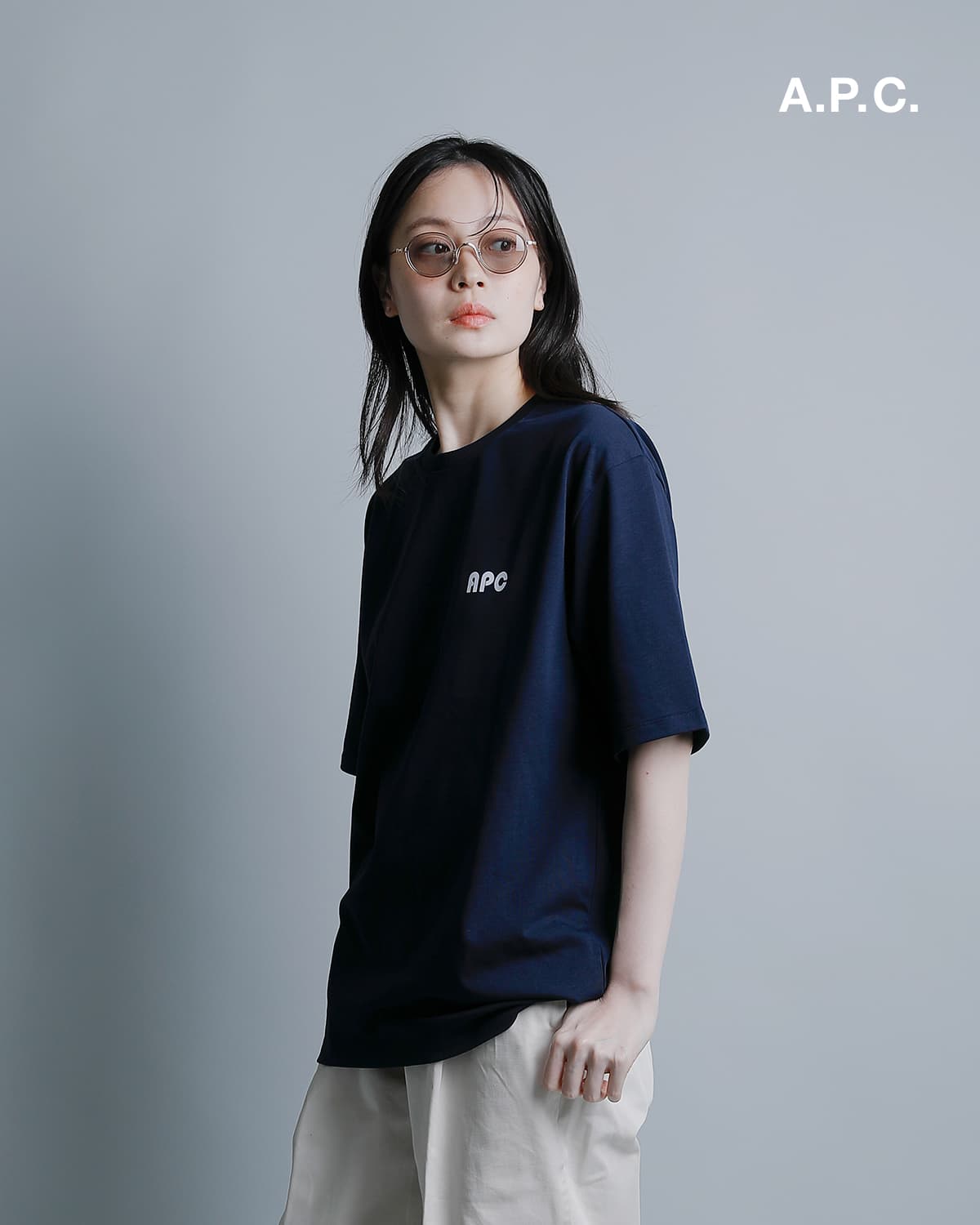 A.P.C.天竺 バイカラー ロゴ 半袖Tシャツ 25082-1-98511