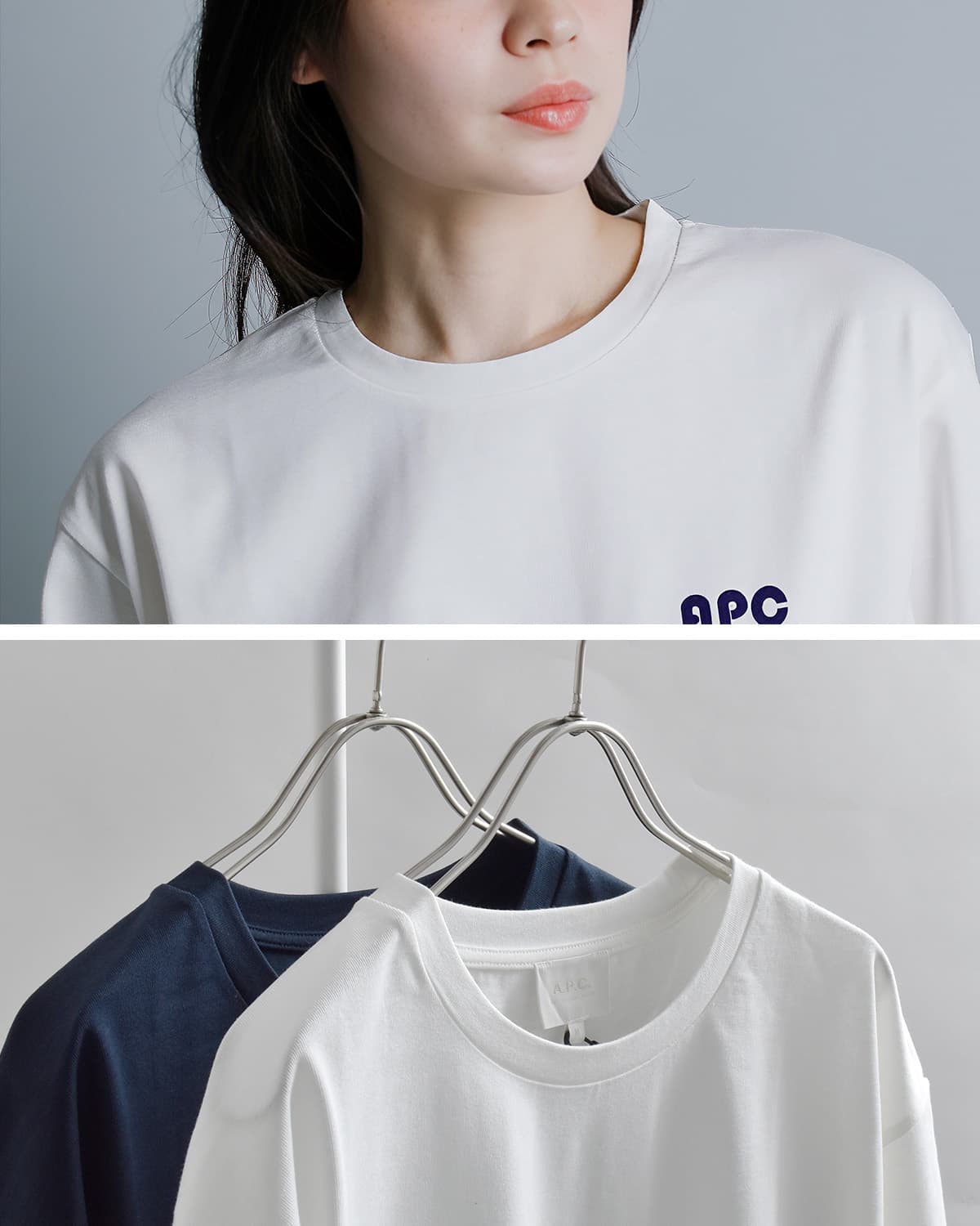 A.P.C.天竺 バイカラー ロゴ 半袖Tシャツ 25082-1-98511