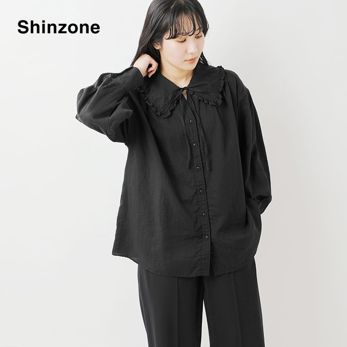 Shinzone(シンゾーン)コットンガーゼビッグカラーギャザーブラウスCOTTONGAUZEBLOUSE25smsbl19