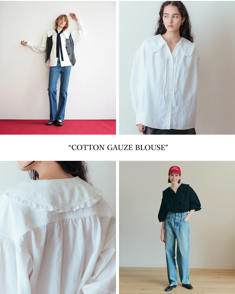 Shinzone(シンゾーン)コットンガーゼビッグカラーギャザーブラウスCOTTONGAUZEBLOUSE25smsbl19
