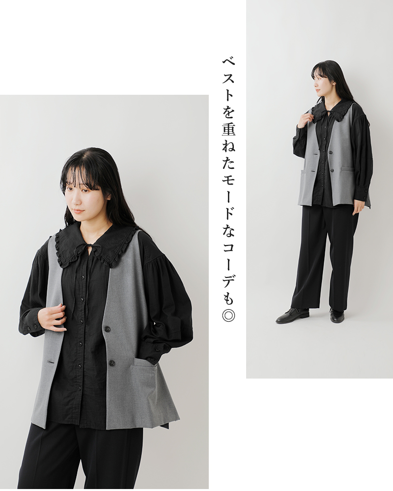 Shinzone(シンゾーン)コットンガーゼビッグカラーギャザーブラウスCOTTONGAUZEBLOUSE25smsbl19