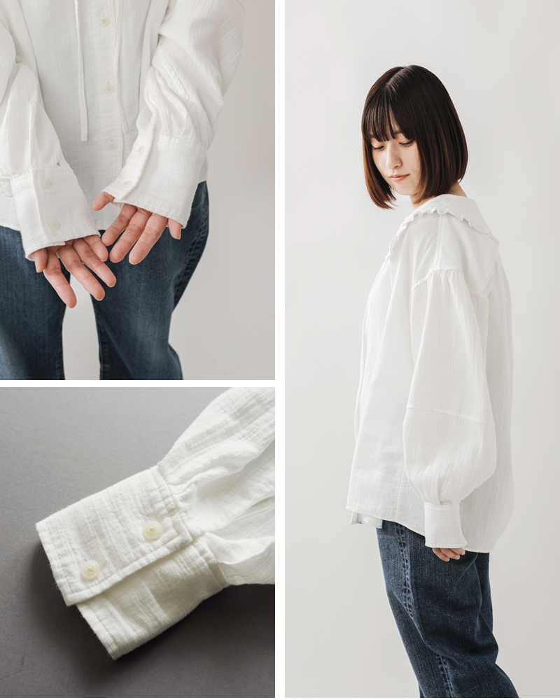 Shinzone(シンゾーン)コットンガーゼビッグカラーギャザーブラウスCOTTONGAUZEBLOUSE25smsbl19