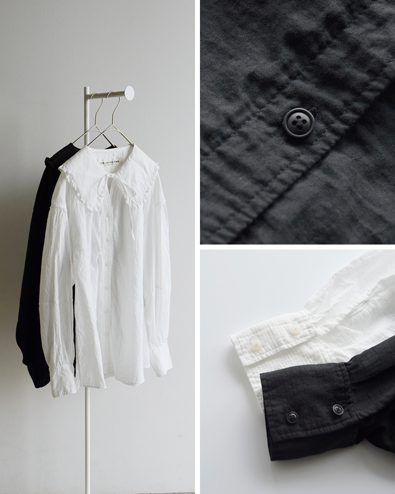 Shinzone(シンゾーン)コットンガーゼビッグカラーギャザーブラウスCOTTONGAUZEBLOUSE25smsbl19