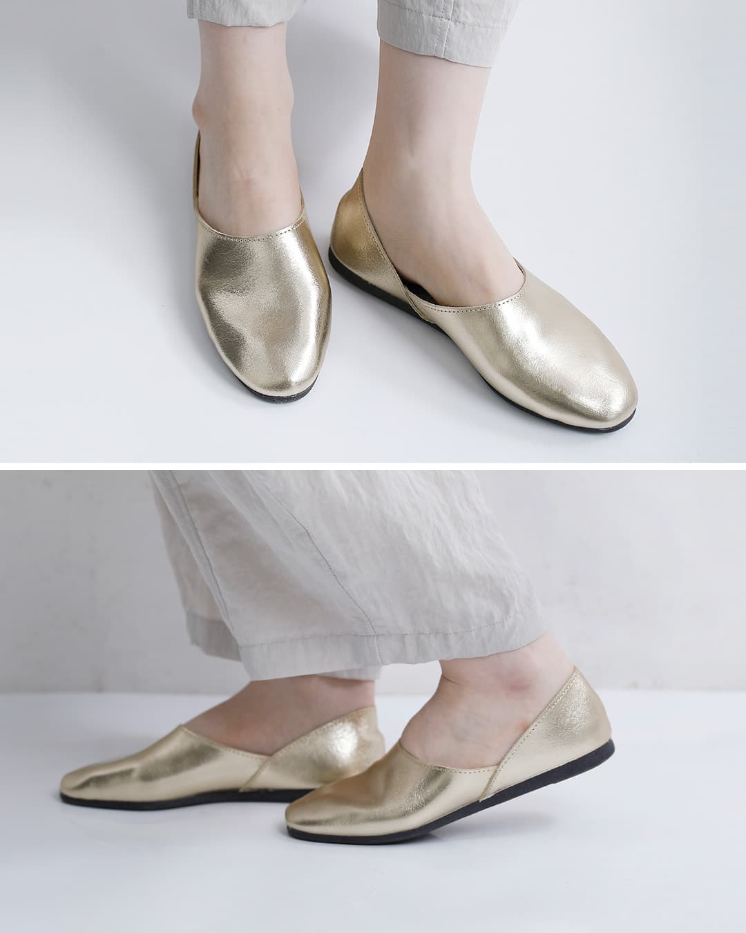 JAVERFLEX(ジャバフレックス)レザー メタリック フラットシューズ 2606028