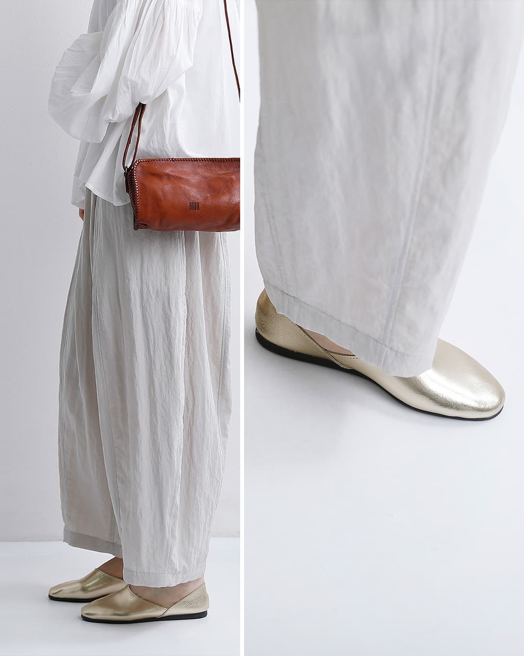 JAVERFLEX(ジャバフレックス)レザー メタリック フラットシューズ 2606028