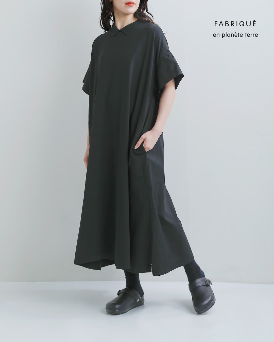 fabrique en planete terre(ファブリケ アン プラネテール)コットン ポロ コンビ ワンピース 261-027