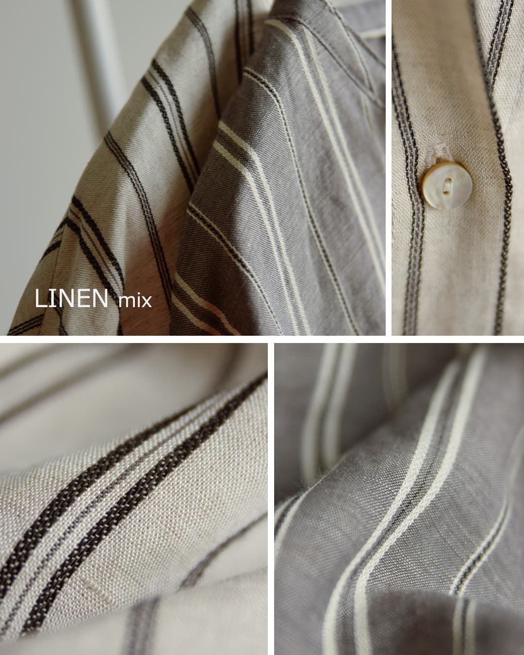 fabrique en planete terre(ファブリケ アン プラネテール)マルチストライプ 9分袖 ギャザー ブラウス 261-107