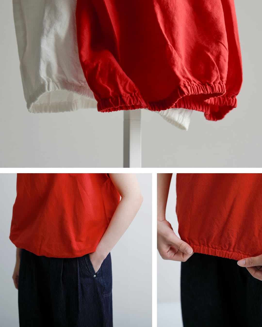 fabrique en planete terre(ファブリケ アン プラネテール)リネン コンビ キャップスリーブ プルオーバー シャツ 261-122