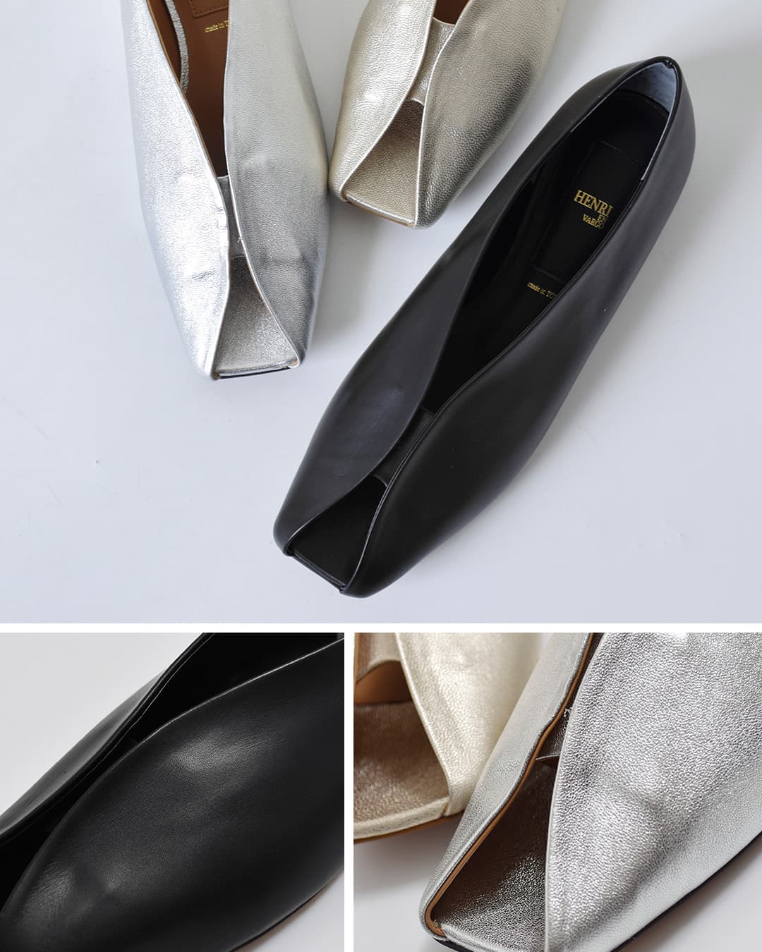 HENRI EN VARGO(ヘンリエンヴァーゴ)レザー オープントゥ パンプス “Cattleya” 261096