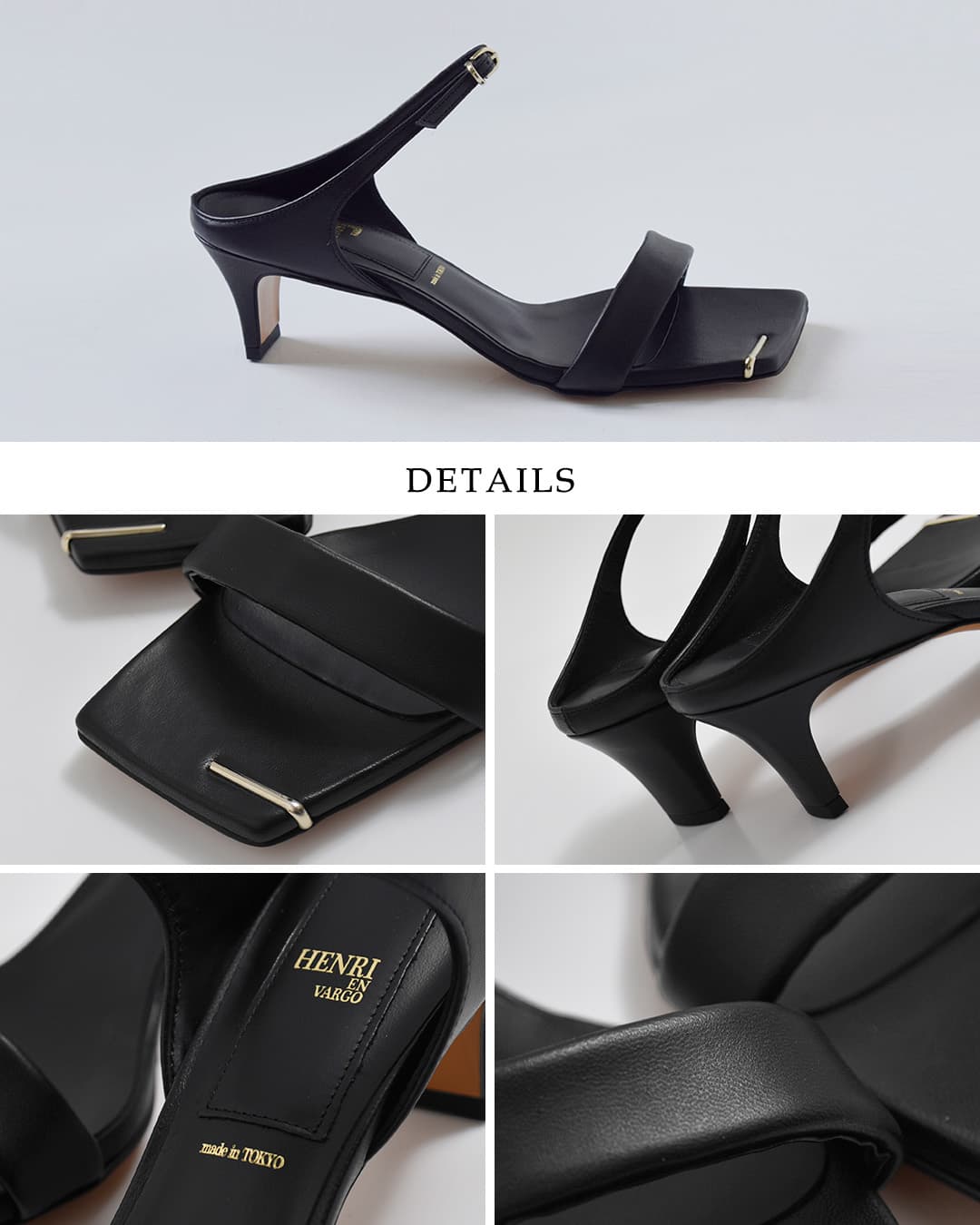 HENRI EN VARGO(ヘンリエンヴァーゴ)レザー ストラップ サンダル “May” 261136